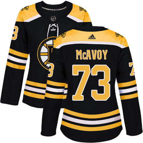 Adidas Boston Bruins #73 Charlie McAvoy Black Home Authentic Women Stitched NHL Jersey->women nhl jersey->Women Jersey